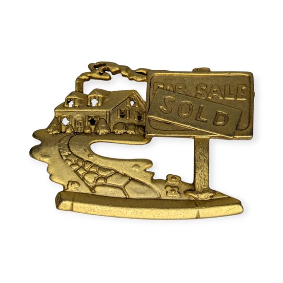 Vintage Gold Tone AJC Realtor Gold Brooch/Pin - Picture 1 of 4